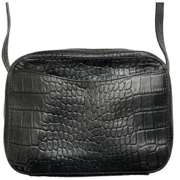 Cuyana Handbags - CUYANA croc-embossed cross-body bag in black/navy, Small
